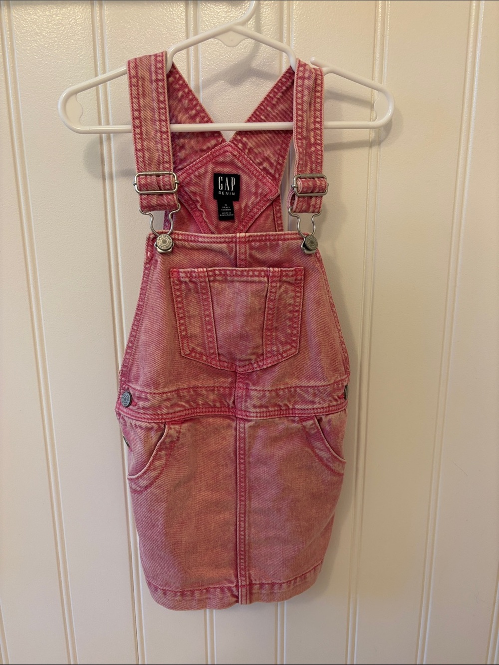 GAP Pink Denim Pinafore Overall Dress